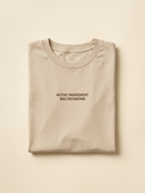 Active Ingredient: Bad Decisions Tee — Sand