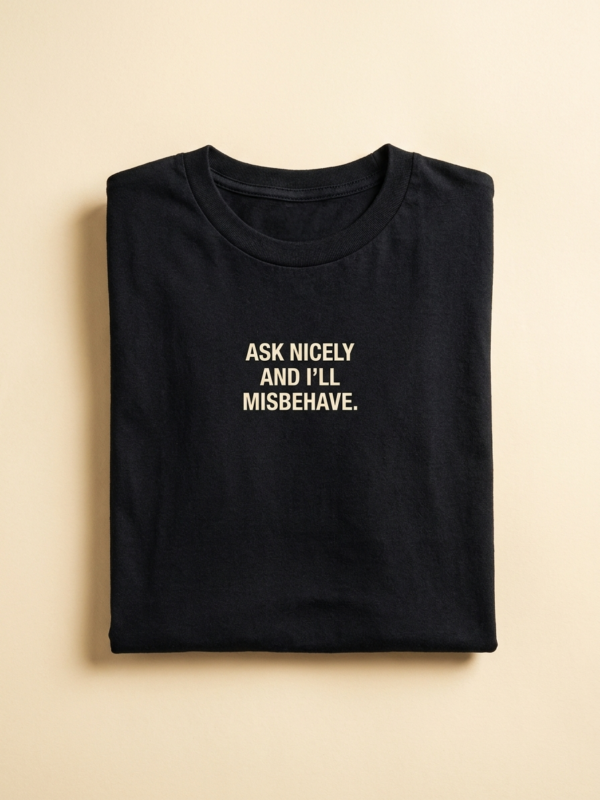 Ask Nicely And I'Ll Misbehave Tee — Noir