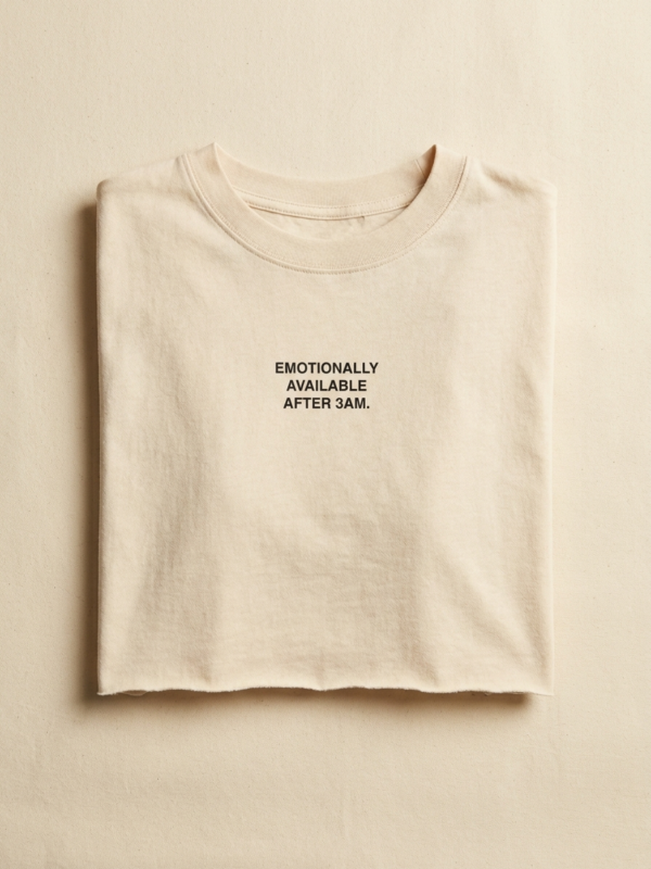Emotionally Available After 3AM Crop — Cream