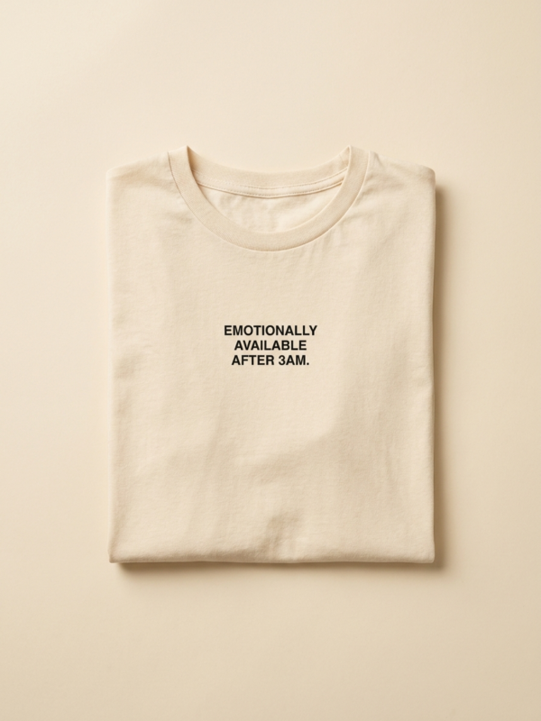 Emotionally Available After 3AM Tee — Cream