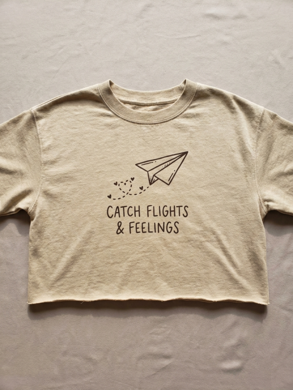 Catch Flights & Feelings Crop — Sand