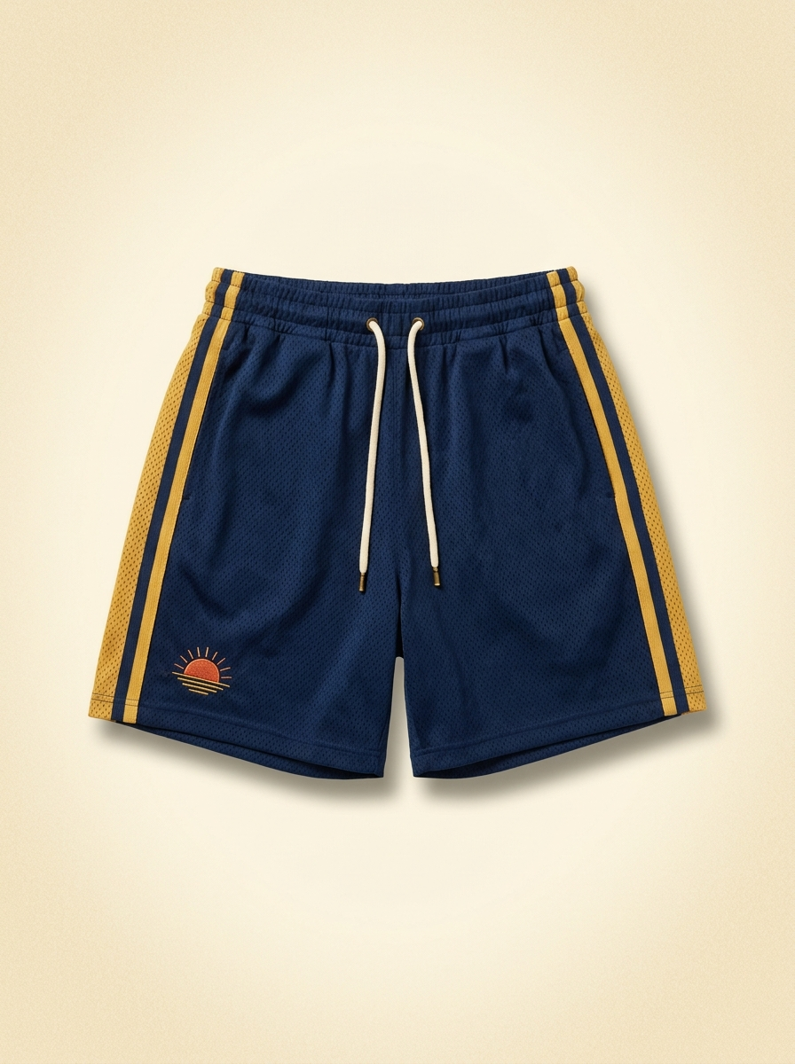 Court Mesh Shorts — Navy/Gold
