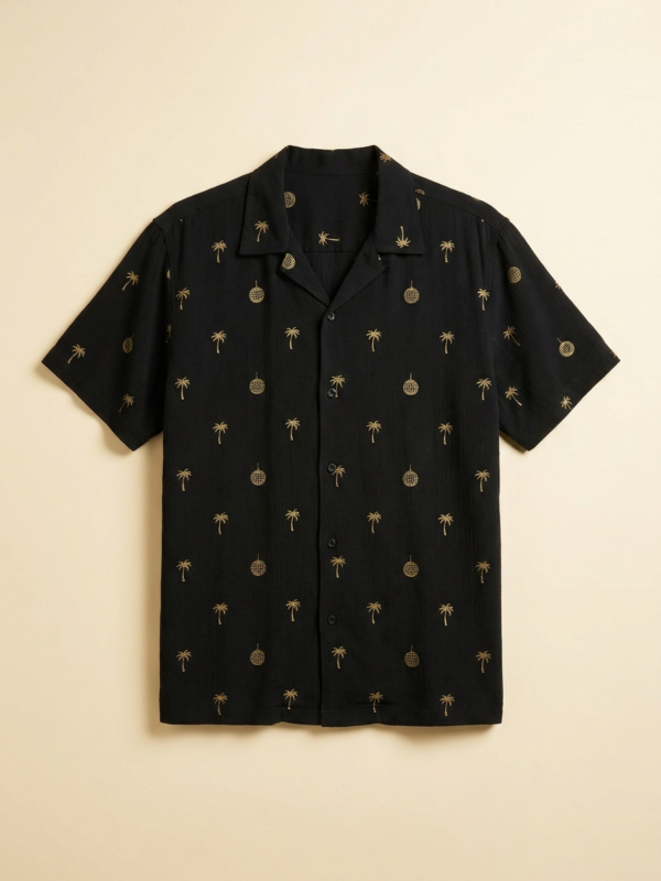 Disco Palms Camp Shirt — Noir