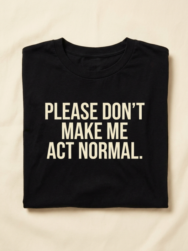 Please Don'T Make Me Act Normal Tee — Noir
