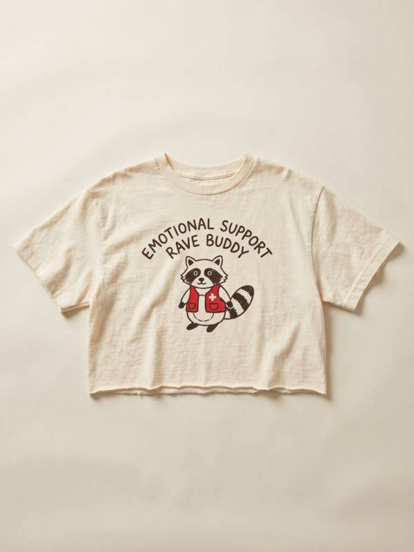 Emotional Support Rave Buddy Crop — Cream