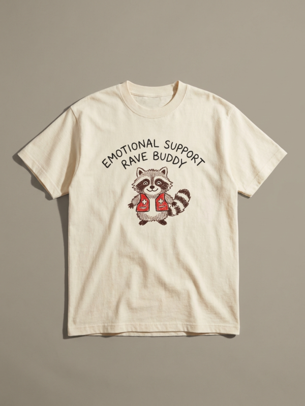Emotional Support Rave Buddy Tee — Cream