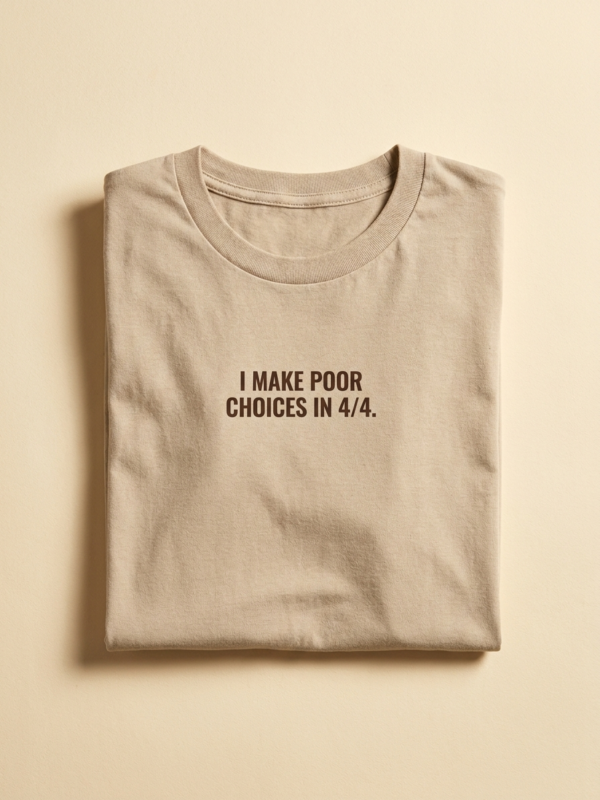 I Make Poor Choices In 4/4 Tee — Sand