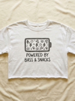 Powered By Bass & Snacks Crop — White