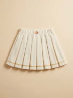 Rally Pleated Skirt — Cream/Gold