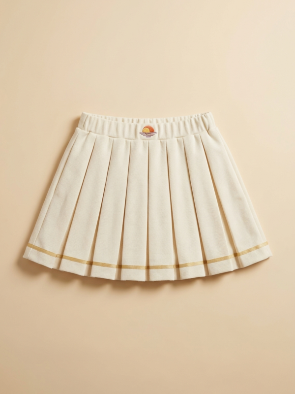 Rally Pleated Skirt — Cream/Gold