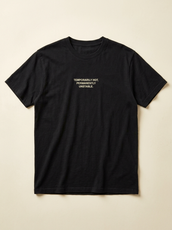 Temporarily Hot, Permanently Unstable Tee — Noir