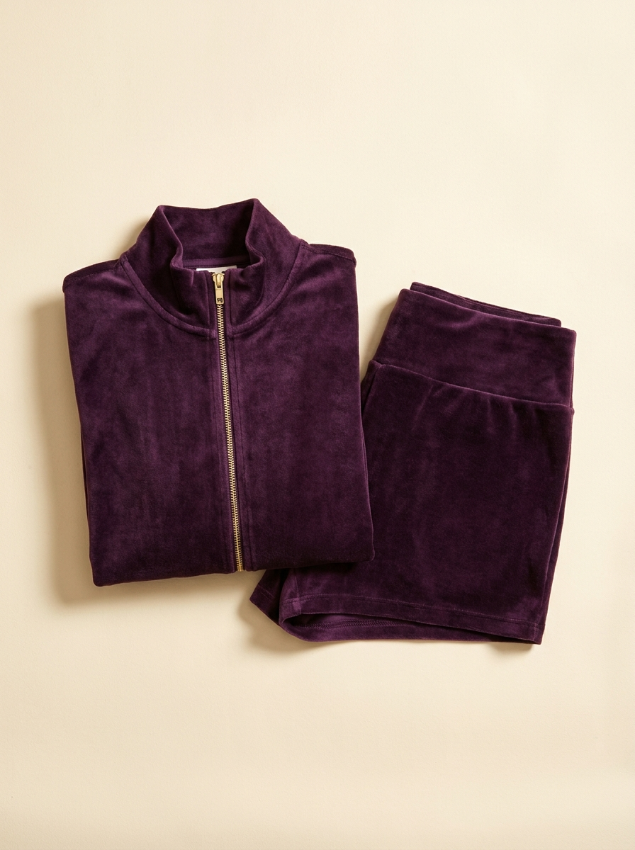 Velour Track Set — Aubergine